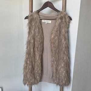 Sebby collection Shaggy Chic Faux Fur vest in Brown